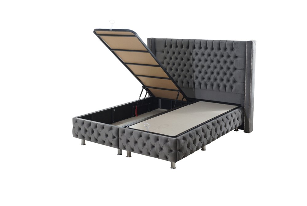 Storage bed with the lift-up base open